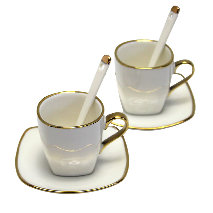 Espressokoppar porslinsset med tallrikar Queen Isabell W23GD06-06464