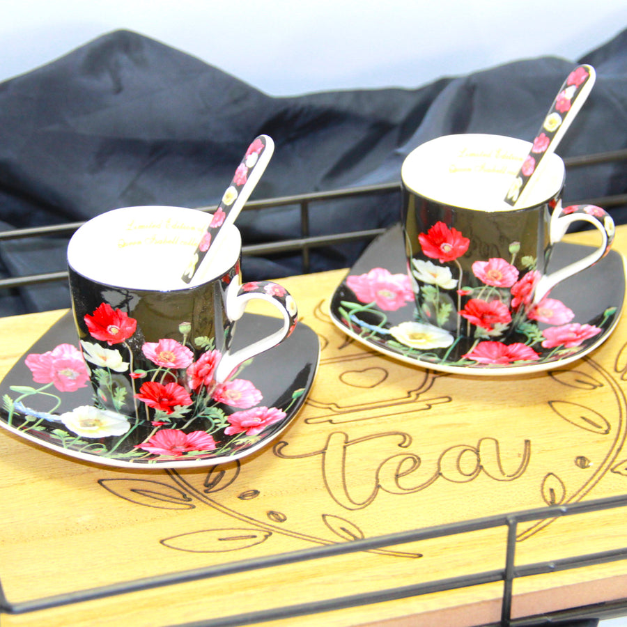 Espressokoppar porslinsset med tallrikar Queen Isabell W9PB06-09510
