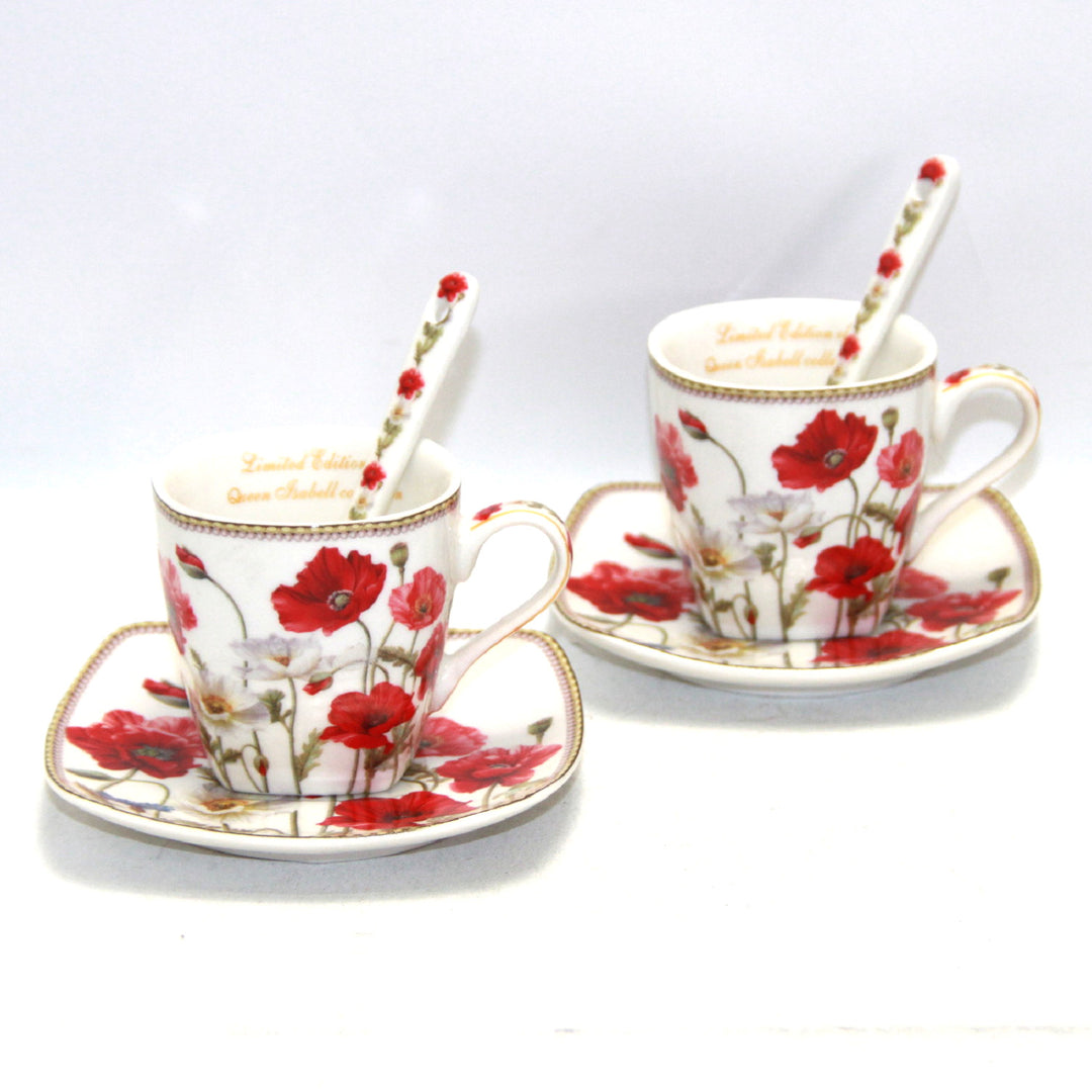 Espressokoppar porslinsset med tallrikar Queen Isabell W9PWH06-09596