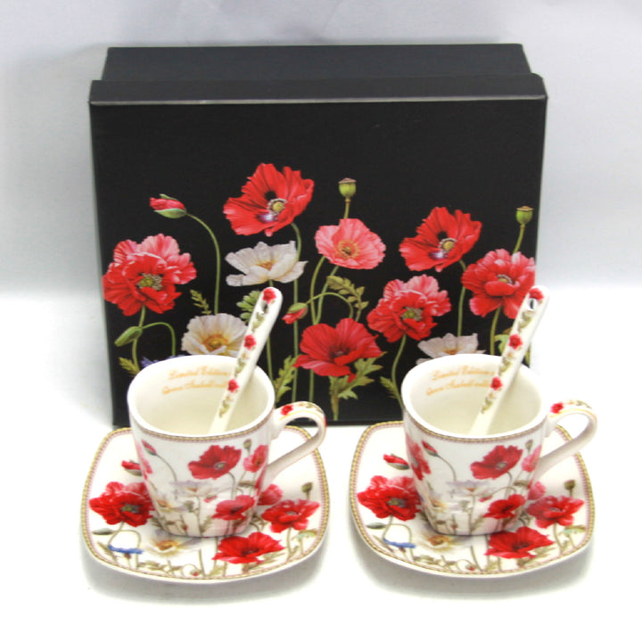 Espressokoppar porslinsset med tallrikar Queen Isabell W9PWH06-09596