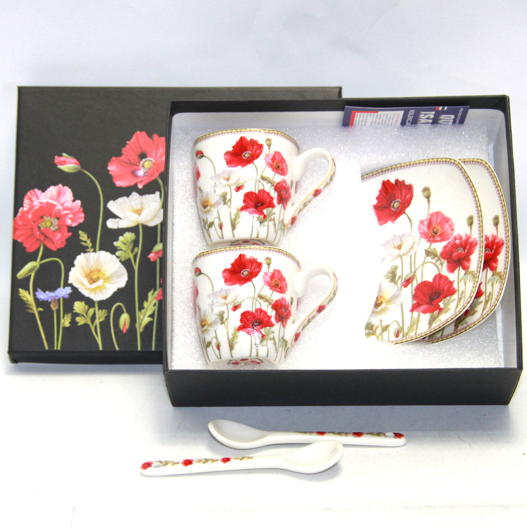 Espressokoppar porslinsset med tallrikar Queen Isabell W9PWH06-09596