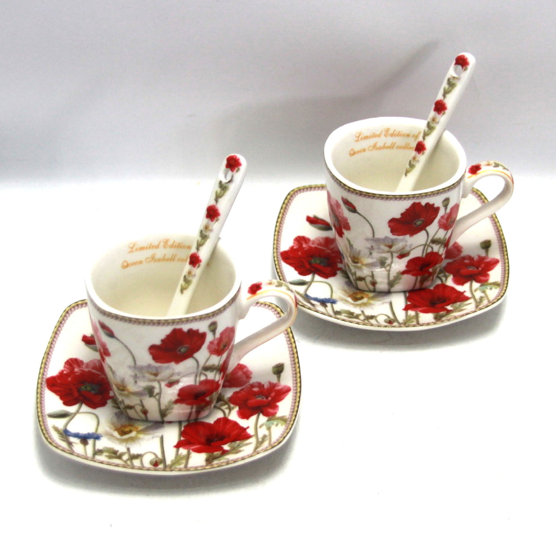 Espressokoppar porslinsset med tallrikar Queen Isabell W9PWH06-09596