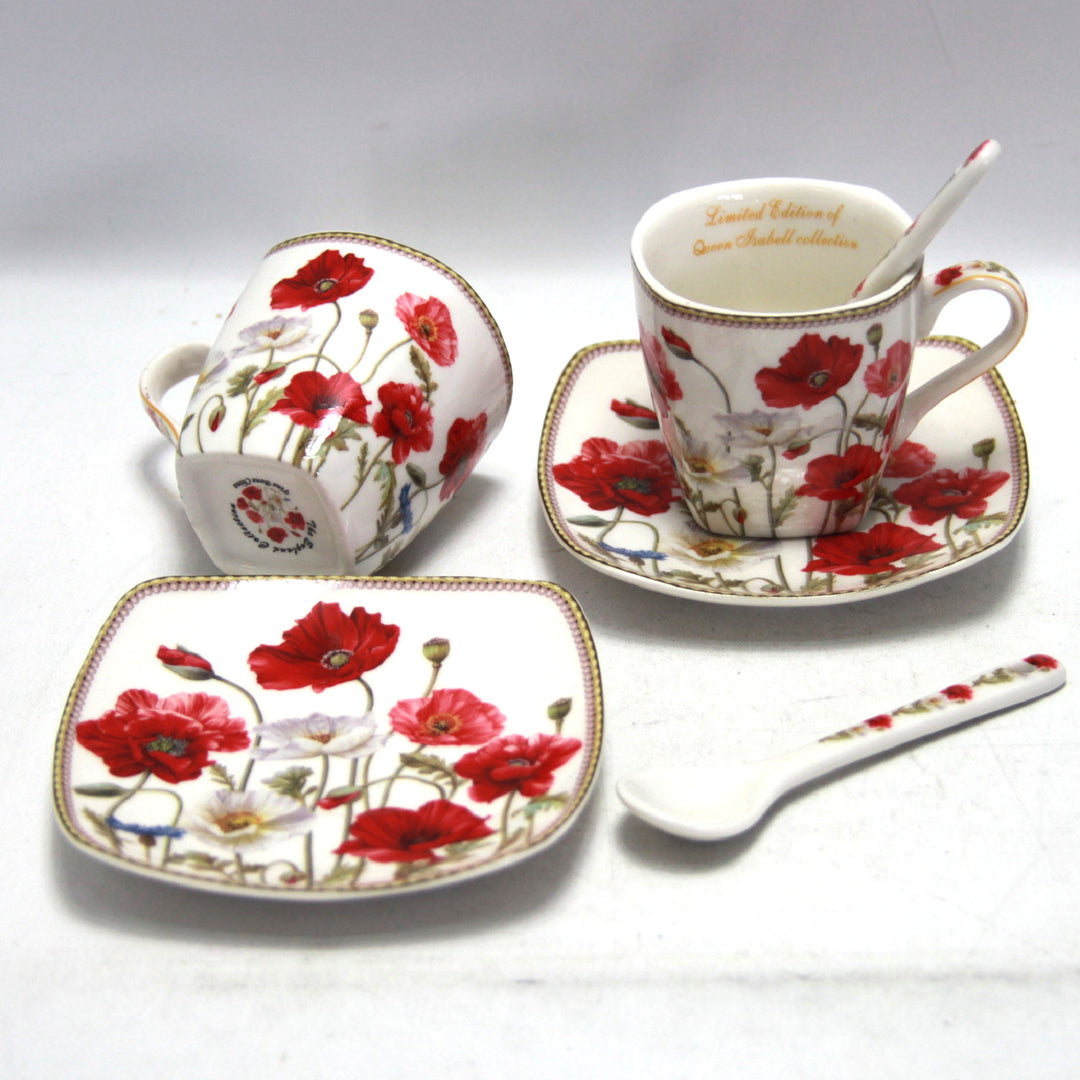 Espressokoppar porslinsset med tallrikar Queen Isabell W9PWH06-09596