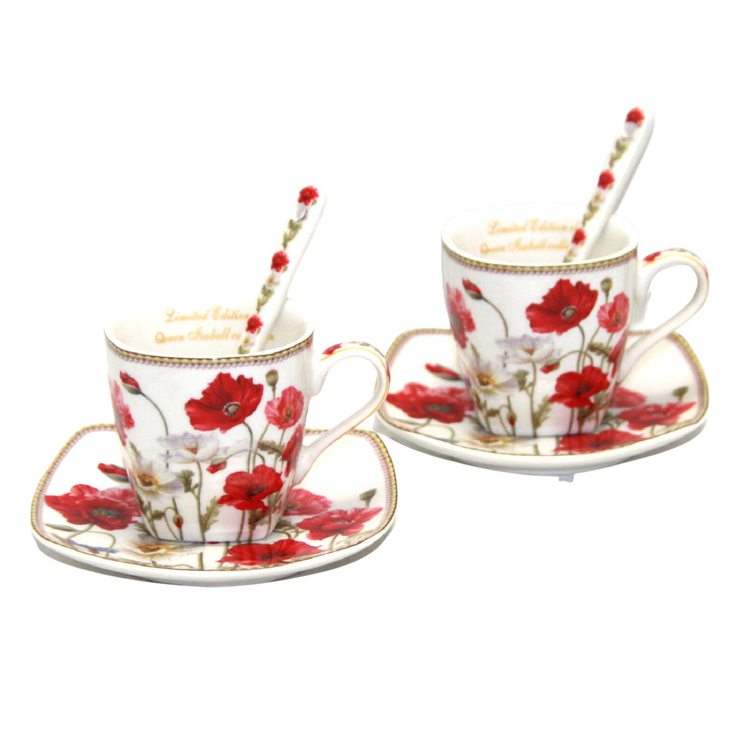 Espressokoppar porslinsset med tallrikar Queen Isabell W9PWH06-09596