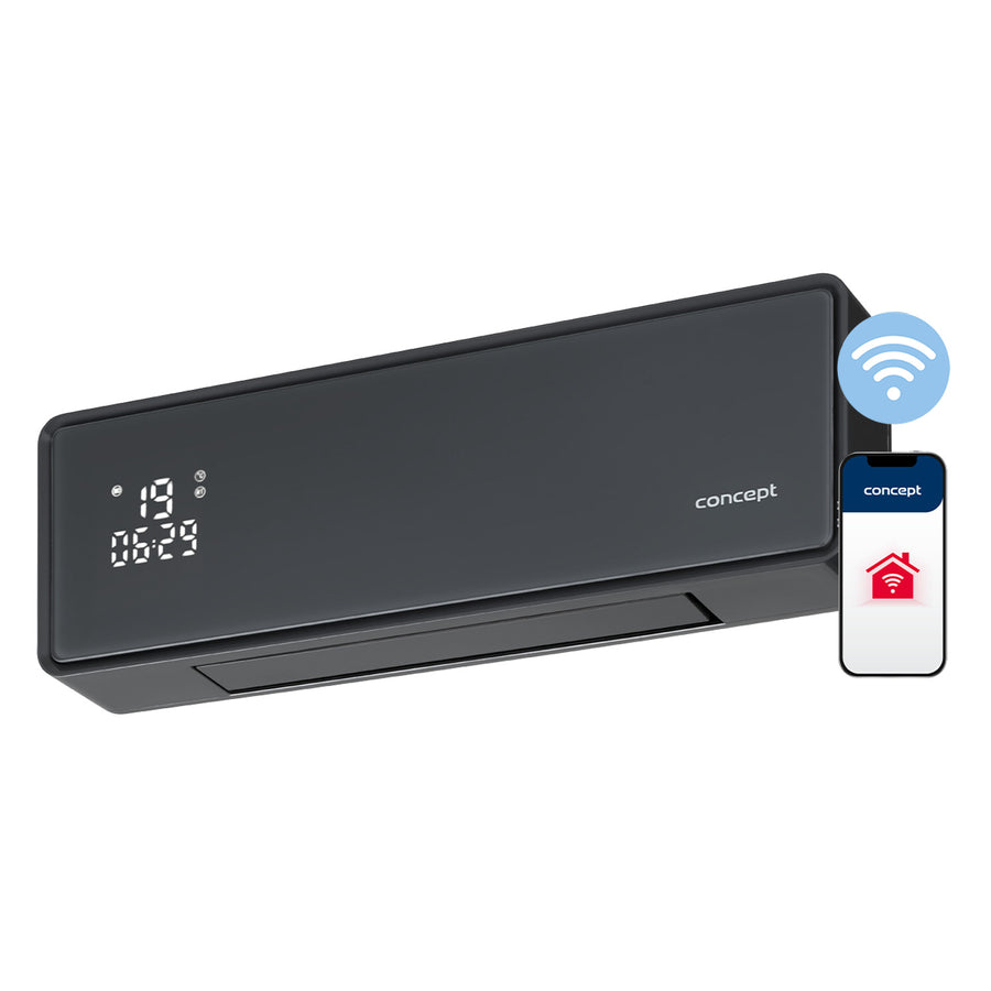 Concept keramisk värmare, väggmonterad, LED-display, timer, grå, QH4100