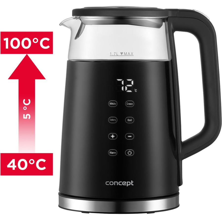 1.7L Concept vattenkokare i glas med temperaturkontroll RK4100