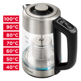 Concept 1,7L vattenkokare i glas med temperaturkontroll och bryggare RK4190