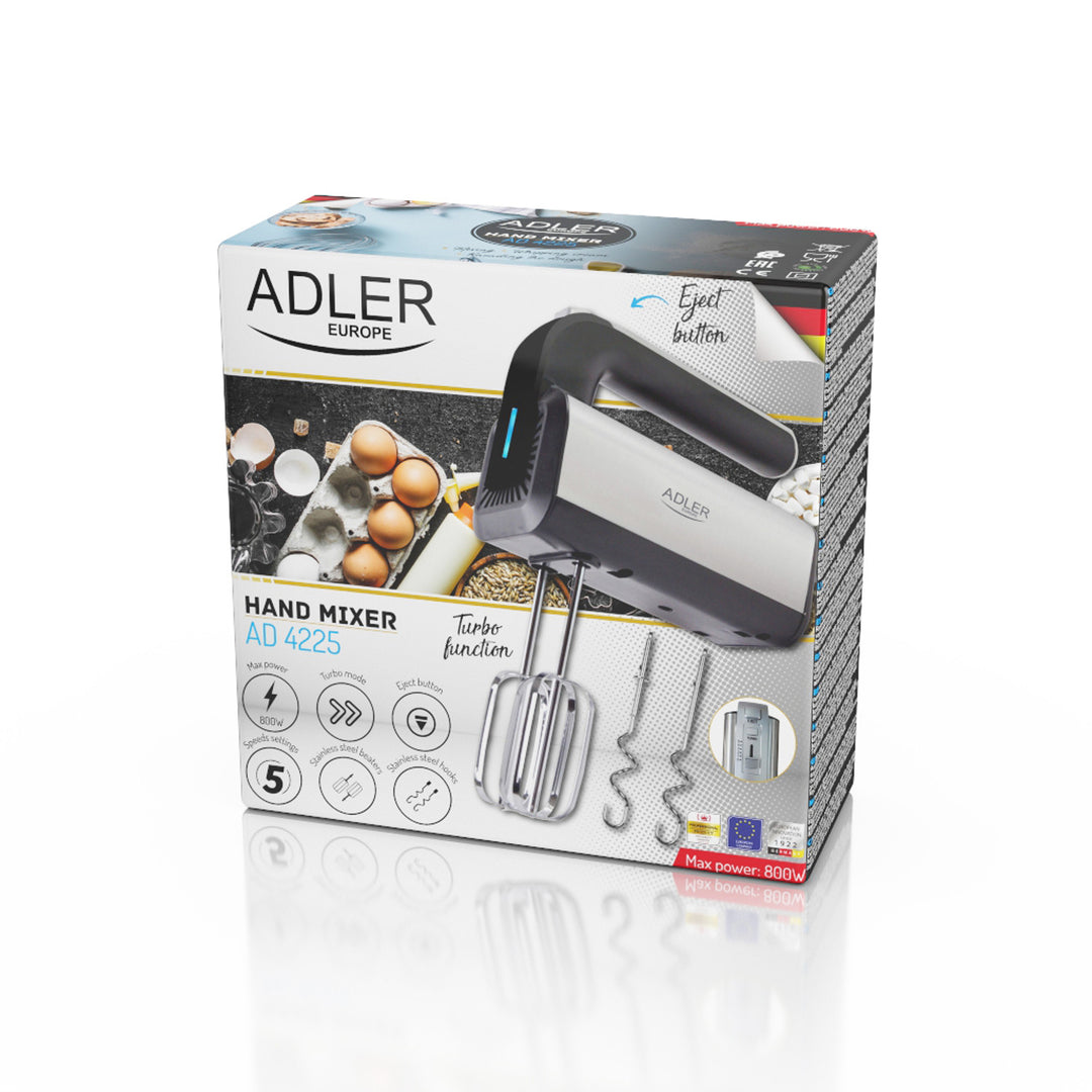 Handmixer Adler, 5 hastigheter, 800W, Turbo-funktion, AD 4225
