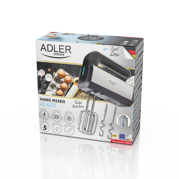 Handmixer Adler, 5 hastigheter, 800W, Turbo-funktion, AD 4225