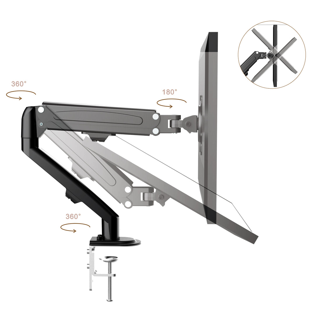 Monitorfäste Maclean, gasfjäder, 13"-27", upp till 8 kg, i svart, modell MC-860N. Optimal ergonomi och flexibilitet för din arbetsplats.