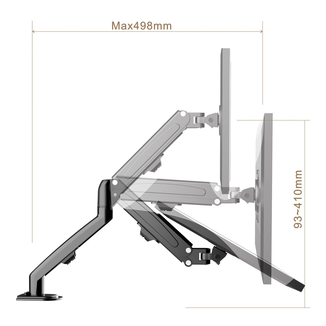 Monitorfäste Maclean, gasfjäder, 13"-27", upp till 8 kg, i svart, modell MC-860N. Optimal ergonomi och flexibilitet för din arbetsplats.