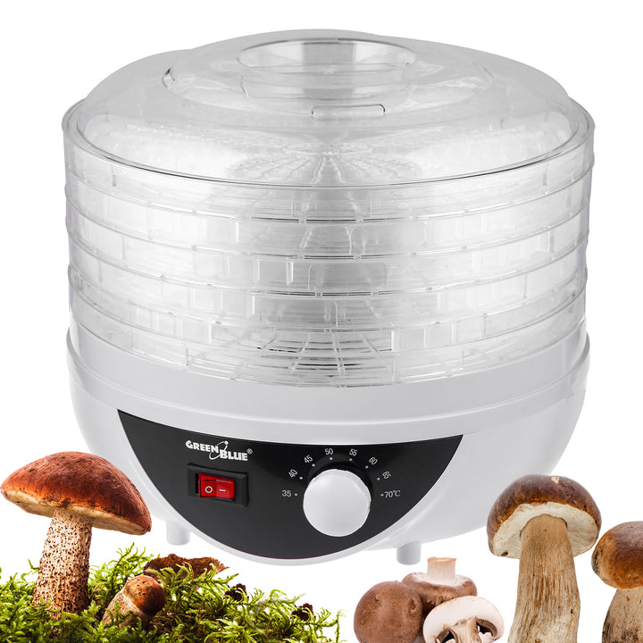 GreenBlue svamp-, grönsaks- och frukttork, 250W effekt - mycket tyst, GB195 UK-kontakt