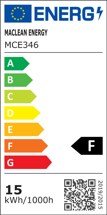 Maclean MCE346 B LED-lampa. Med en effekt på 15W och en ljusstyrka på 1300lm, avger den neutralvitt ljus (4000K). Betygsatt IP65, säkerställer den hållbarhet och tillförlitlighet i olika miljöer.