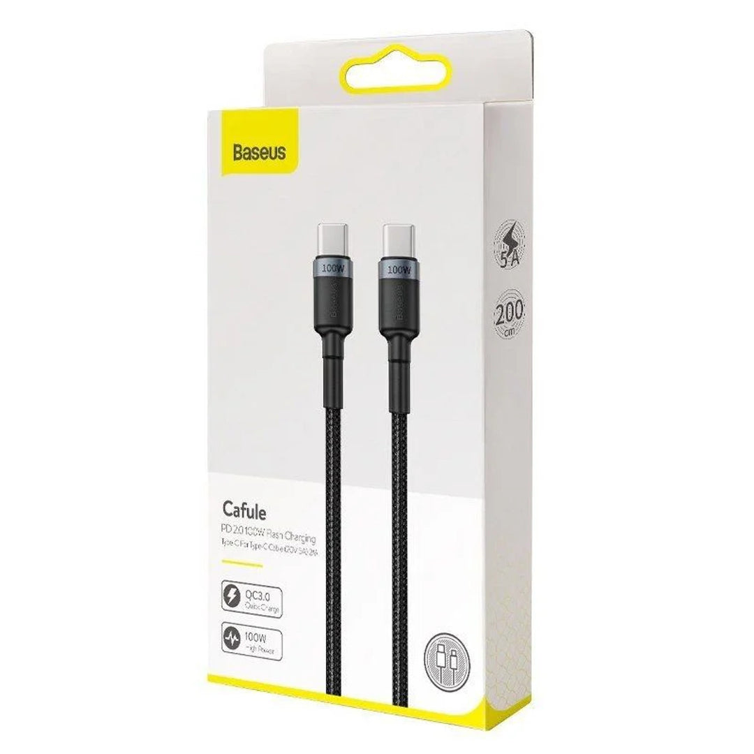 USB-C PD 2.0 200cm Baseus Cafule CATKLF-ALG1 Quick Charge 3.0 5A-kabel med stöd för 100W snabbladdning