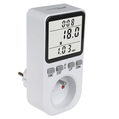 GreenBlue energimätare, wattmätare, typ E, 220-240V AC, 50Hz, max. belastning 16A, IP20, inbyggt batteri, GB364 E
