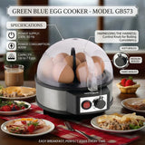 GreenBlue automatisk äggkokare, effekt 400W, upp till 7 ägg, måttkopp, 220-240V~, 50 Hz, GB573
