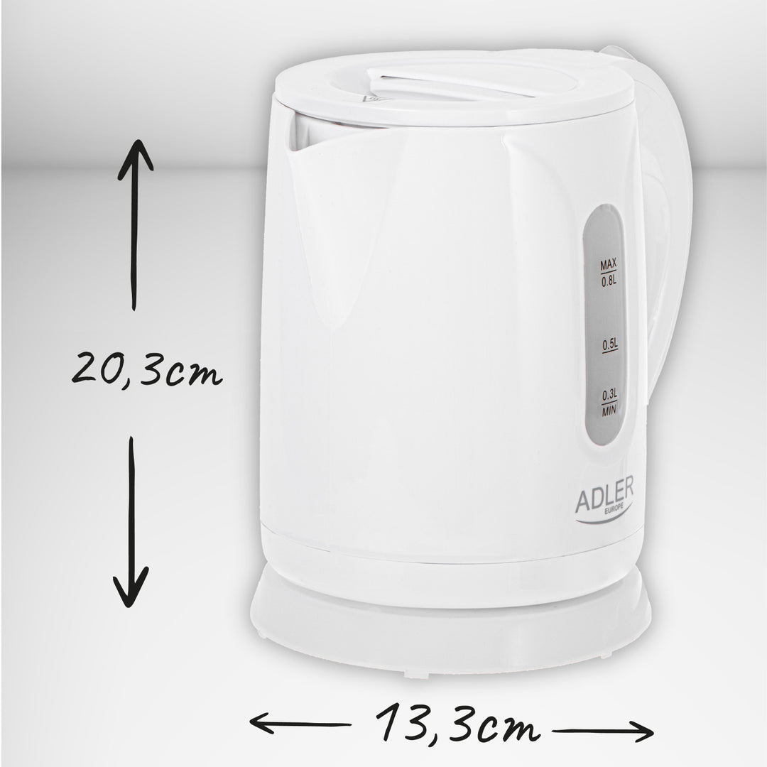 Adler trådlös vattenkokare, kapacitet 0,8 l, effekt 850 W, AD1371