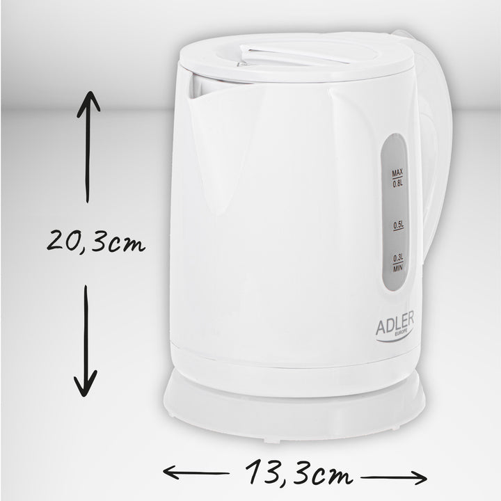 Adler trådlös vattenkokare, kapacitet 0,8 l, effekt 850 W, AD1371