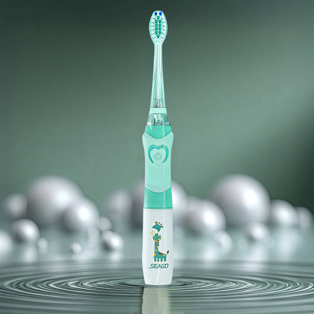 SEAGO sonic-tandborste för barn, grön färg, 1xAA 1,5V (ingår ej), 3 stift, SG-977 Green