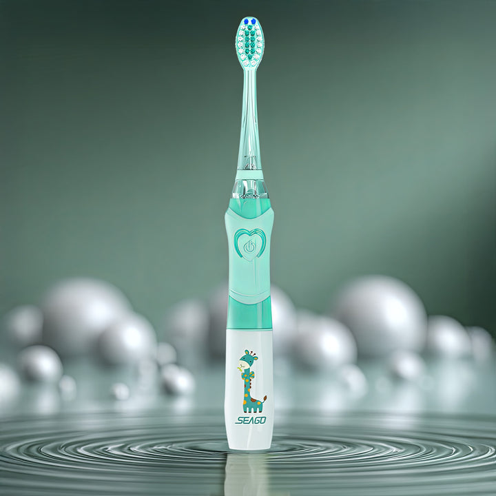 SEAGO sonic-tandborste för barn, grön färg, 1xAA 1,5V (ingår ej), 3 stift, SG-977 Green