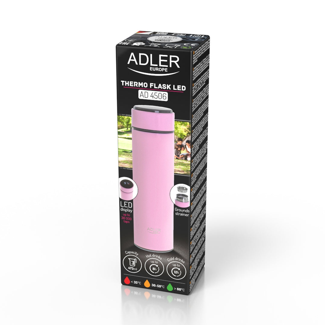 Adler termos, LED-pekskärm, volym 473 ml, färg rosa, AD 4506