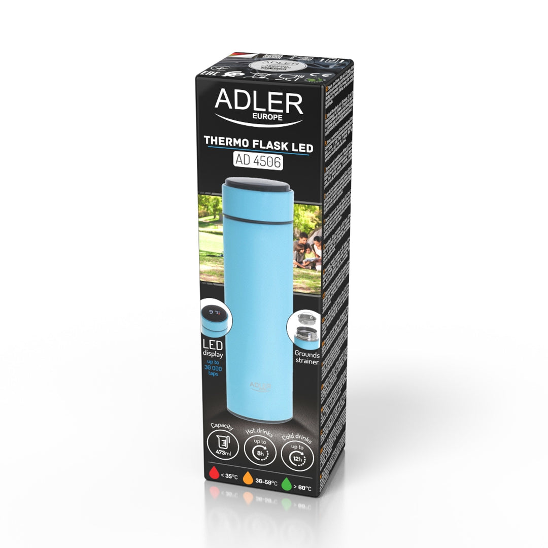 Adler termos, LED-pekskärm, volym 473 ml, färg blå, AD 4506