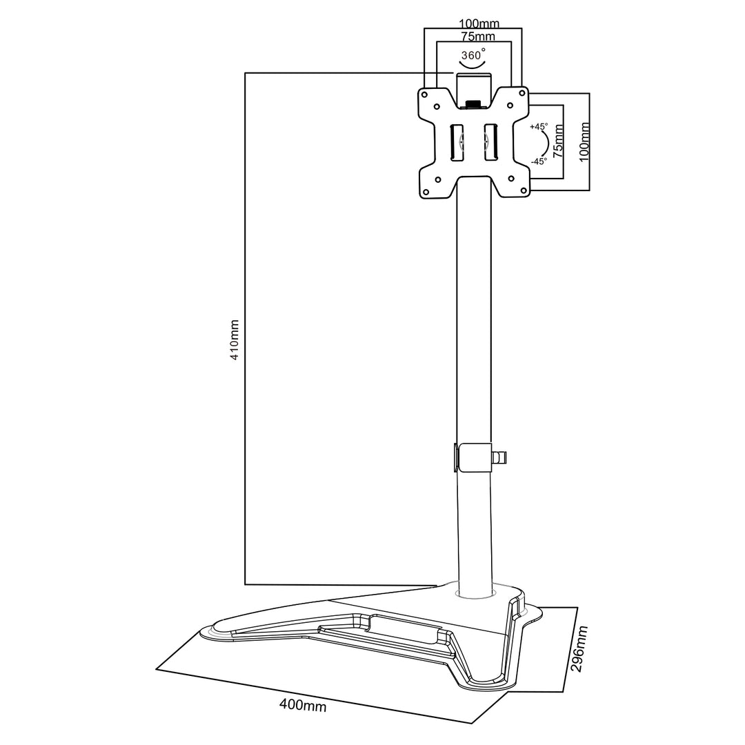 Maclean monitorfäste, max VESA 100x100, 13-27", 8kg, MC-987