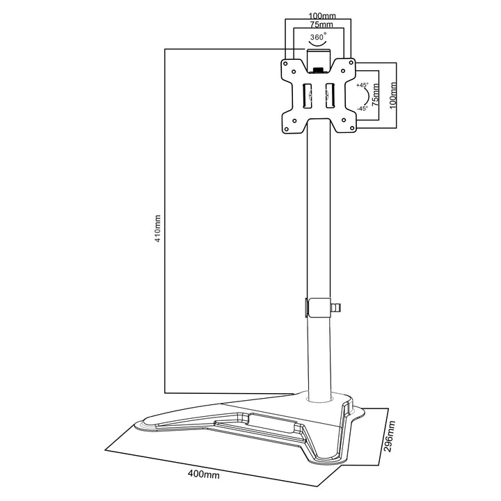 Maclean monitorfäste, max VESA 100x100, 13-27", 8kg, MC-987