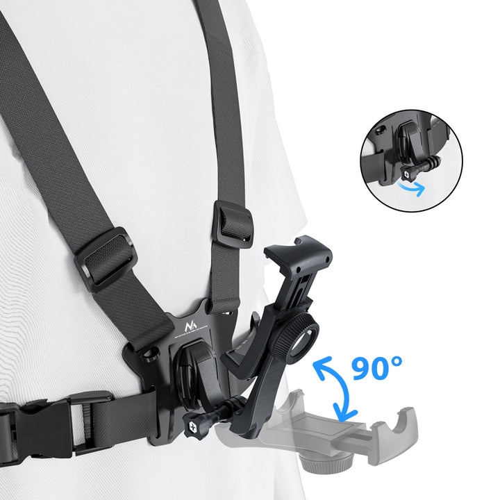 Maclean Sports Phone Harness, universal, for phones, cameras, GoPro, and other cameras, with swivel mount, MC-294.