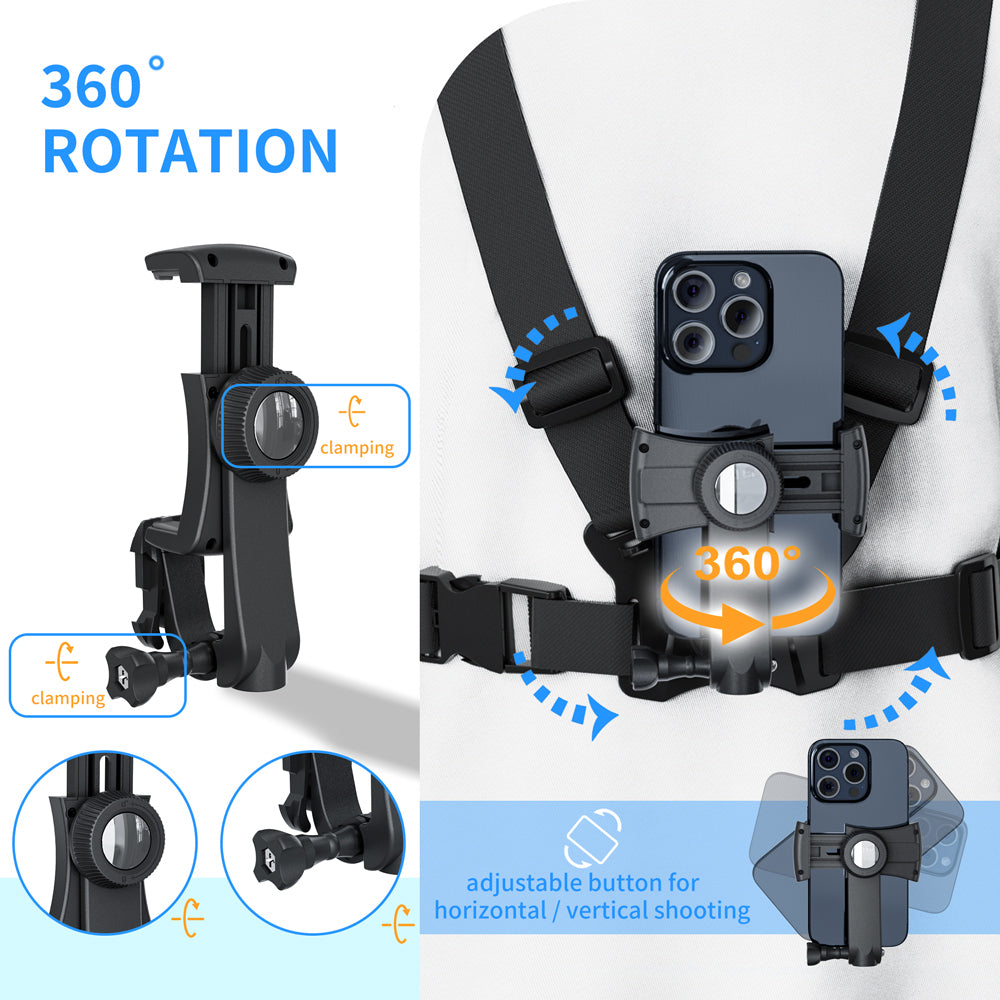 Maclean Sports Phone Harness, universal, for phones, cameras, GoPro, and other cameras, with swivel mount, MC-294.