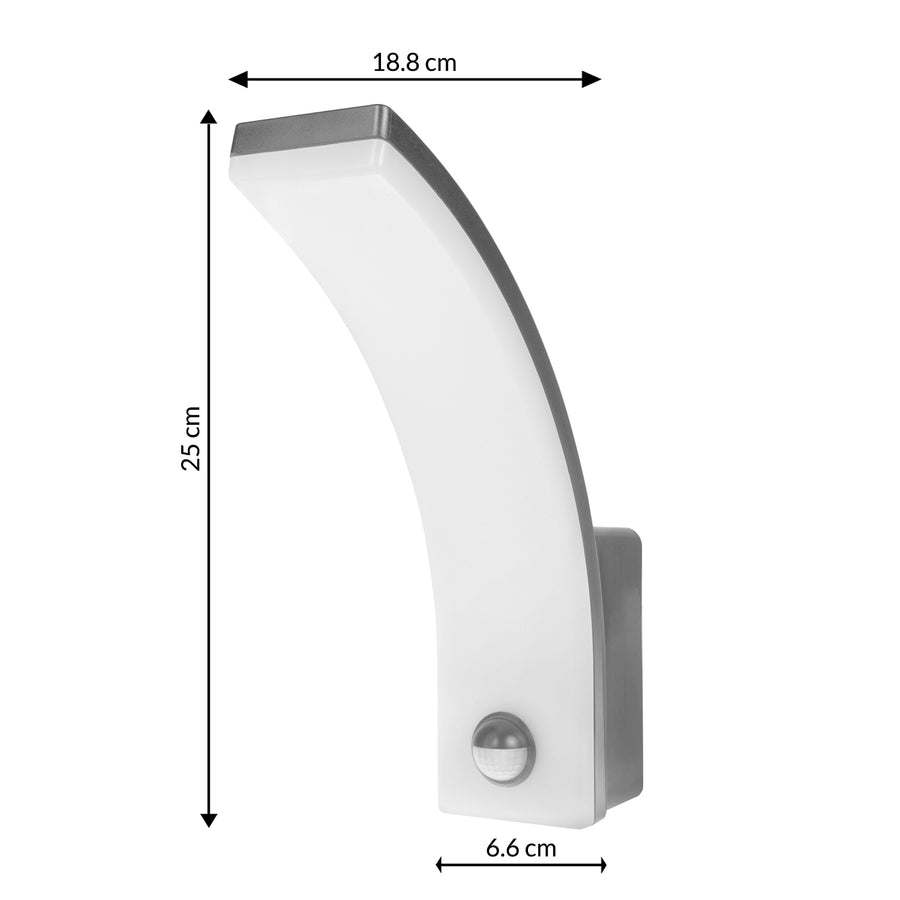 Maclean grå 20W 2000lm IP65 4000K LED-lampa med rörelsesensor