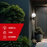 Maclean PIR rörelsedetektor LED-lampa svart 15W IP65 1600lm 4000K
