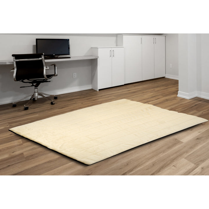 Plyschmatta, kaninpälsimitation, halkfri, 120 x 160 cm, beige, DYWRAB120/160BEZ