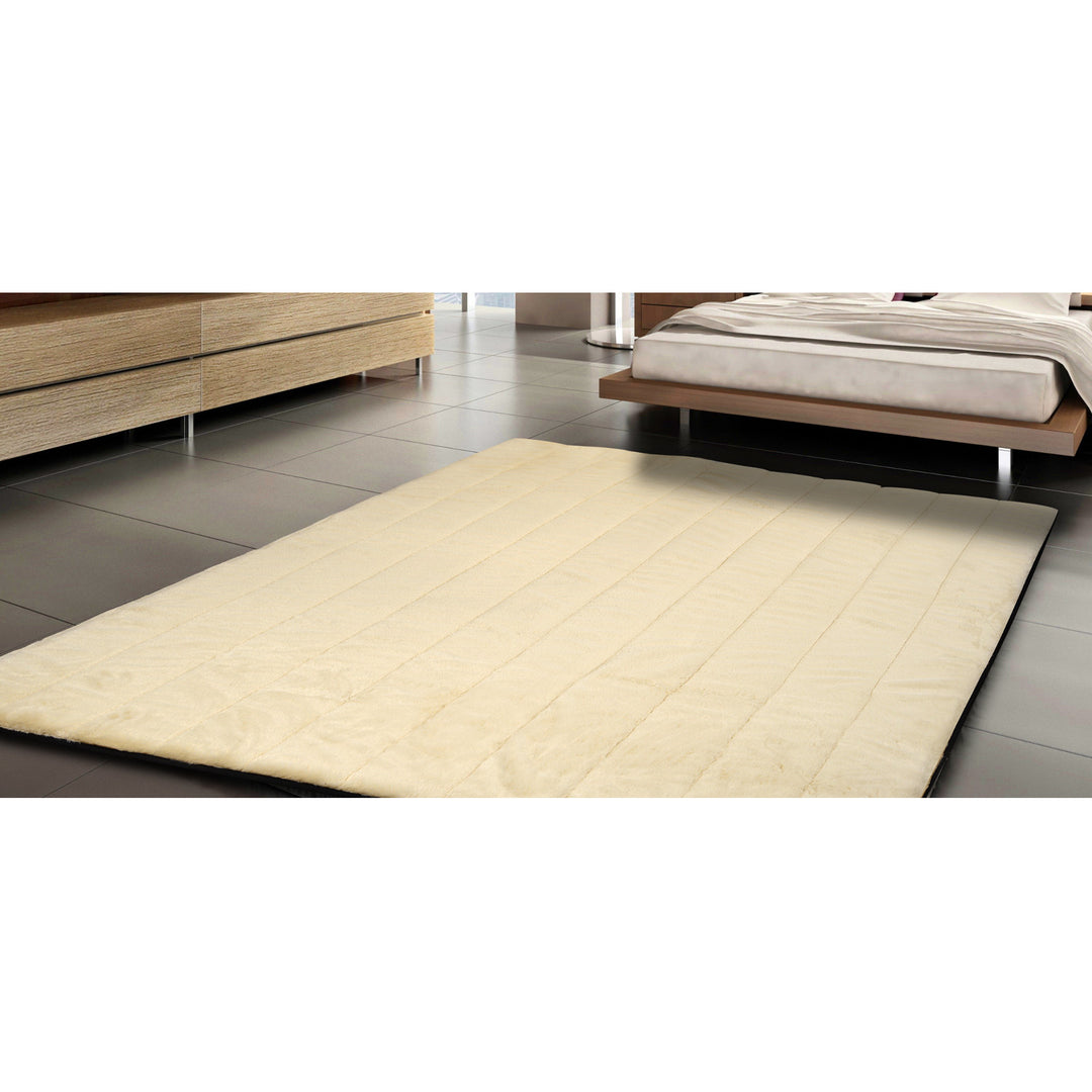 Plyschmatta, kaninpälsimitation, halkfri, 120 x 160 cm, beige, DYWRAB120/160BEZ