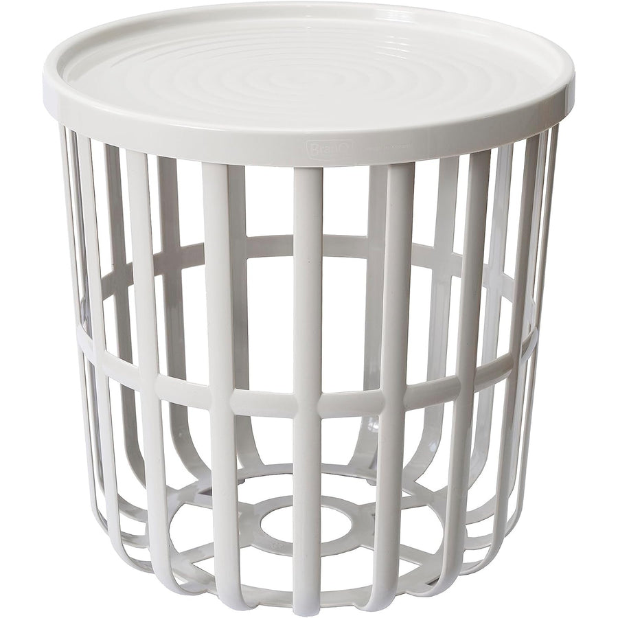 Branq bord, runt, med förvaringskorg, vitt, Zen 1850
