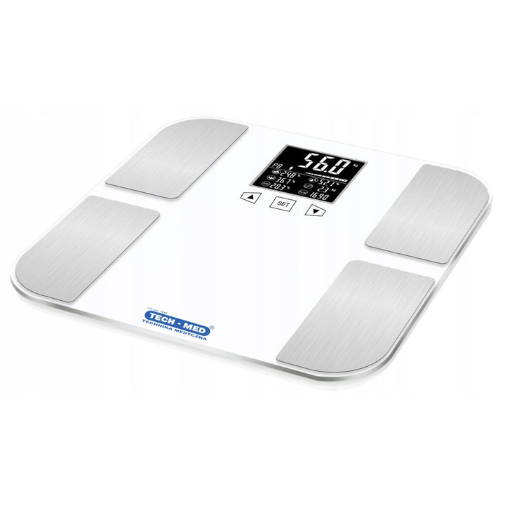 Analytisk badrumsvåg, BMI-indikator, fettmätning, bakgrundsbelyst LCD-display, TM-WA002