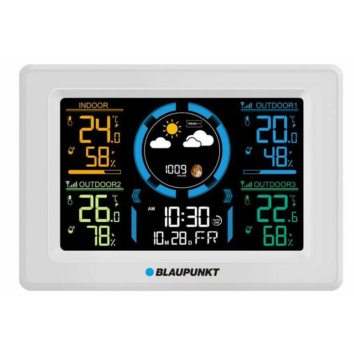 Blaupunkt väderstation, hygrometer, tryck, prognos, 3 sensorer, WS40WH