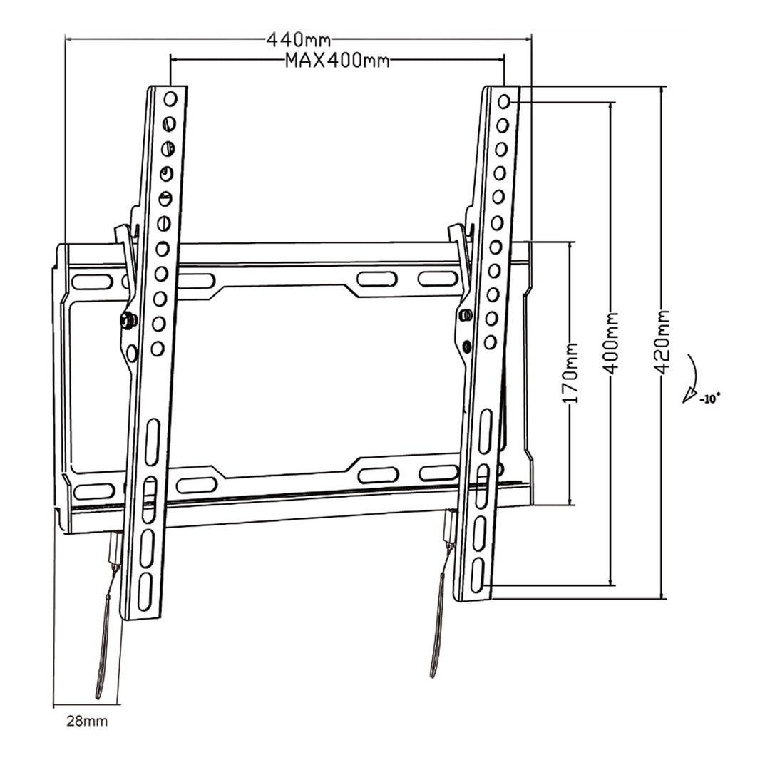 Maclean TV-fäste, max VESA 400x400, 32-70", 45kg, lutningsjustering +0°~-10°, MC-412