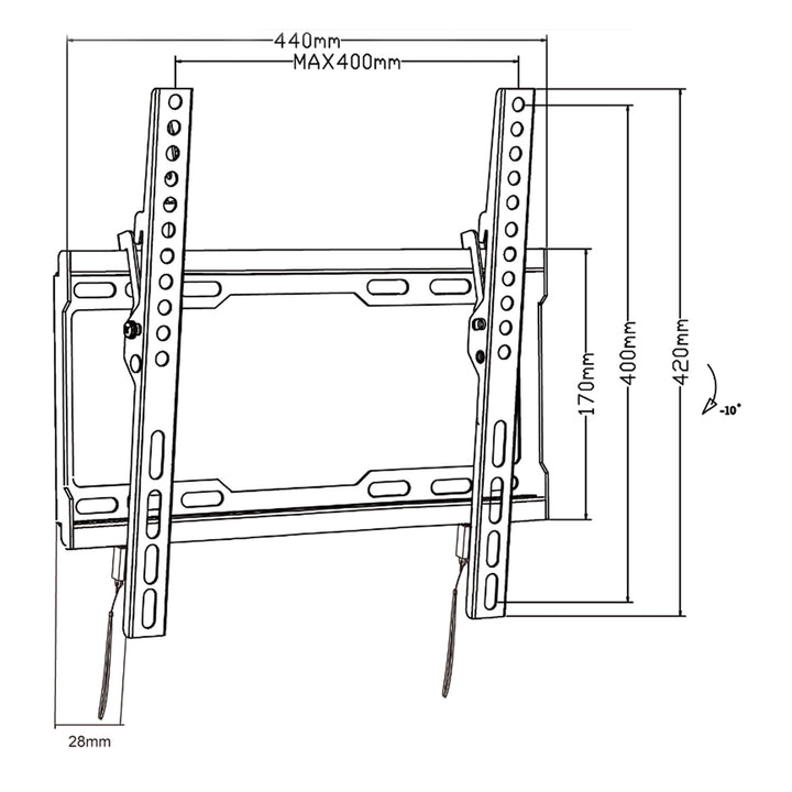 Maclean TV-fäste, max VESA 400x400, 32-70", 45kg, lutningsjustering +0°~-10°, MC-412