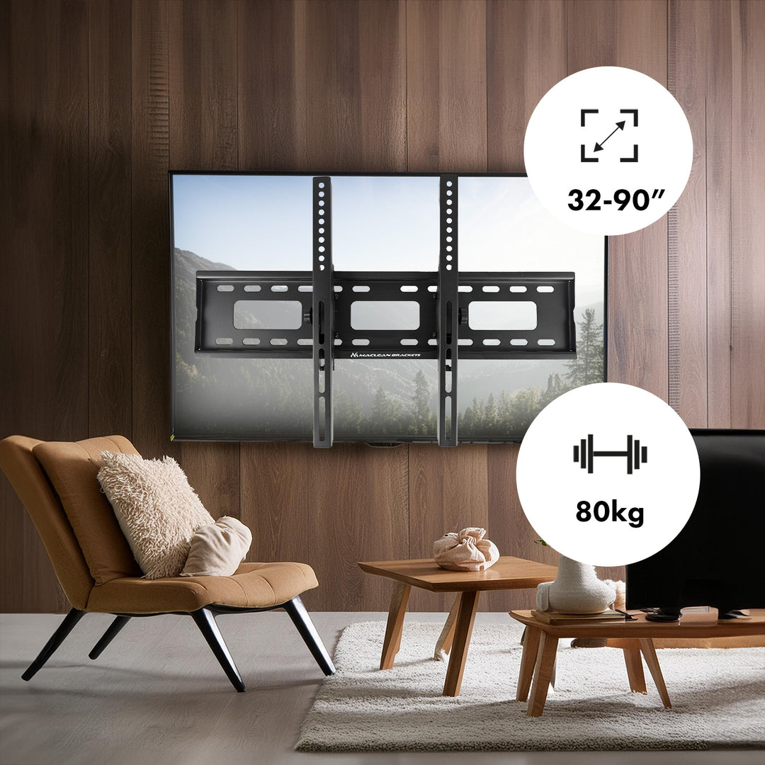 Maclean TV-fäste, max VESA 600x400, 32-90", 80kg, lutningsjustering +15°~-15°, MC-421