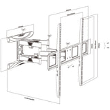 Maclean TV-fäste, max VESA 800x600, 43-100", 80kg, horisontell och vertikal vinkeljustering, profil 50-500mm, svart, MC-423
