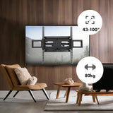 Maclean TV-fäste, max VESA 800x600, 43-100", 80kg, horisontell och vertikal vinkeljustering, profil 50-500mm, svart, MC-423