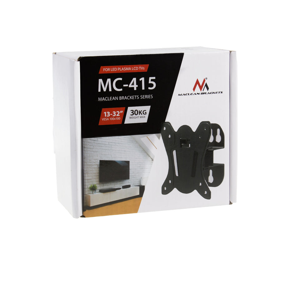 Maclean-fäste för TV eller bildskärm, max. VESA 100x100, 13-32", 30kg, svart, MC-415