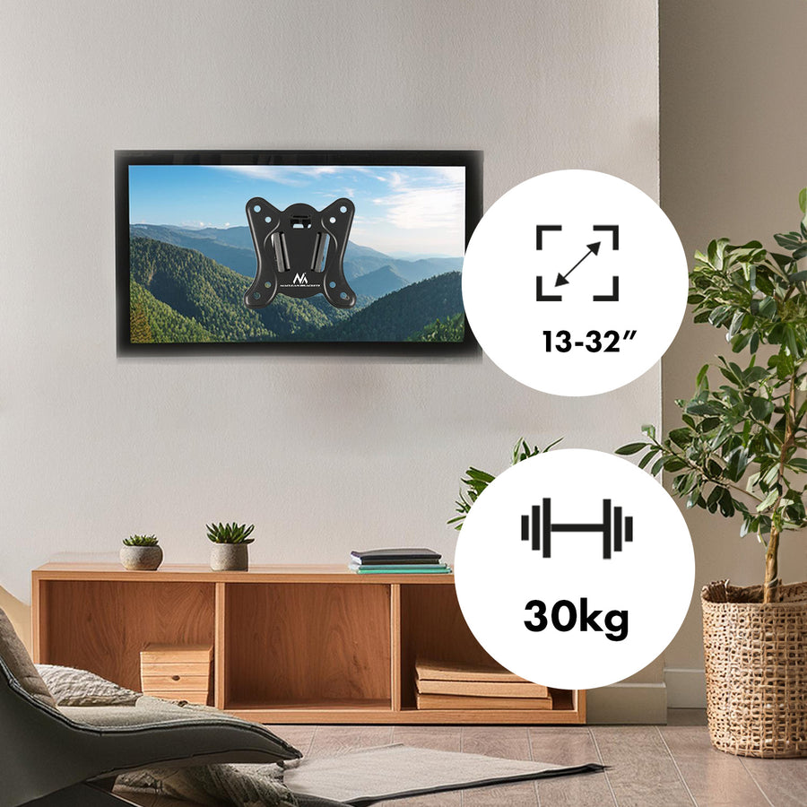 Maclean-fäste för TV eller bildskärm, max. VESA 100x100, 13-32", 30kg, svart, MC-415