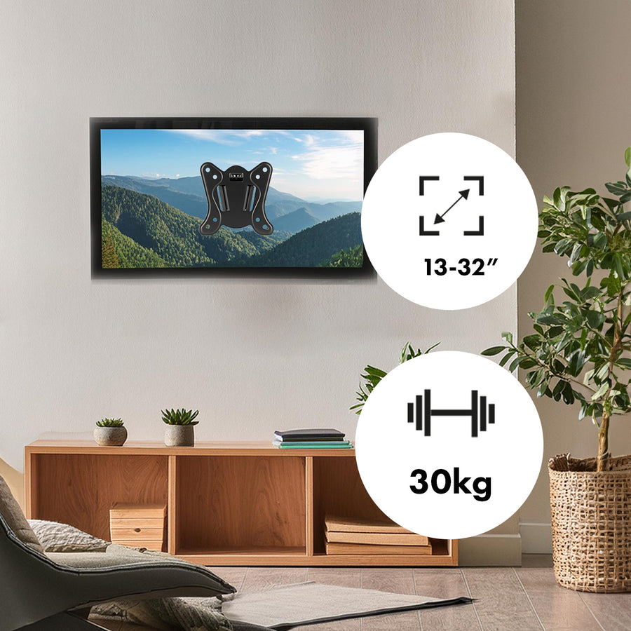 Maclean-fäste för TV eller bildskärm, max. VESA 100x100, 13-32", 30kg, svart, MC-416