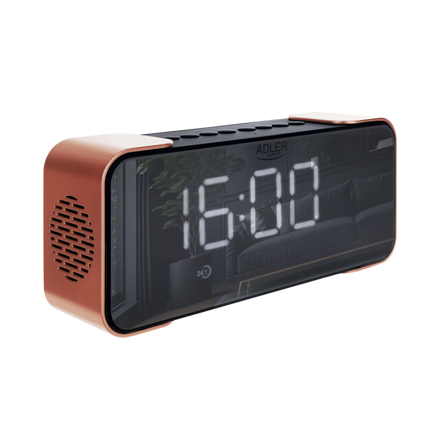 Adler AD 1190 Copper trådlös radioväckarklocka med LED-display och Bluetooth-funktion