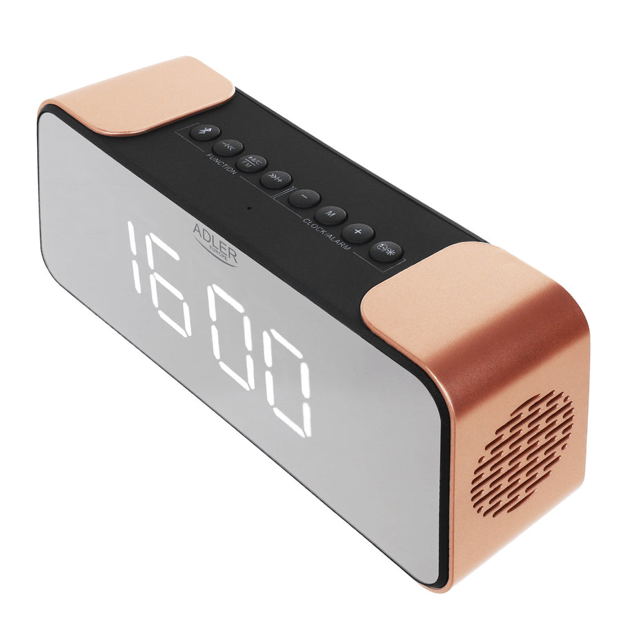 Adler AD 1190 Copper trådlös radioväckarklocka med LED-display och Bluetooth-funktion