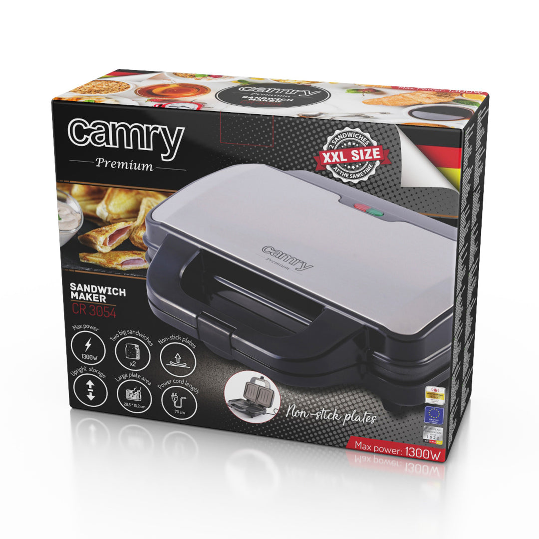 Camry sandwichgrill, för 2 smörgåsar, maximal effekt 1300 W, nonstick-beläggning, CR 3054