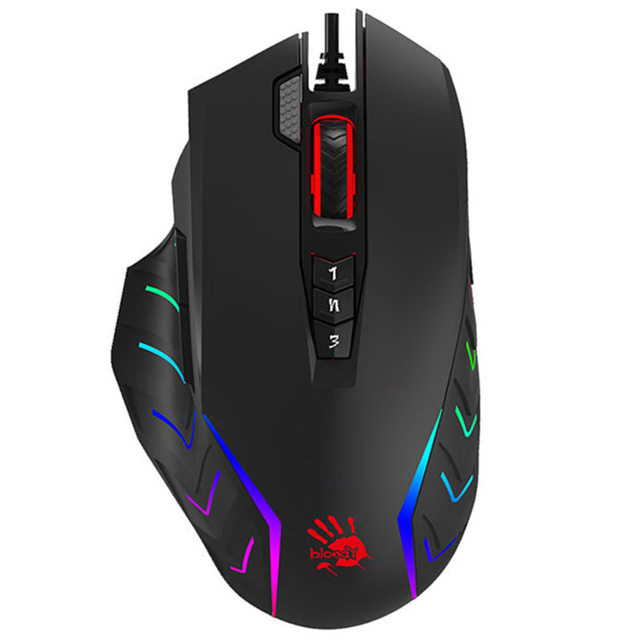 Gamingmus A4TECH, USB, 8000 DPI, metallskenor, J95 RGB Pixart (Aktiverad)