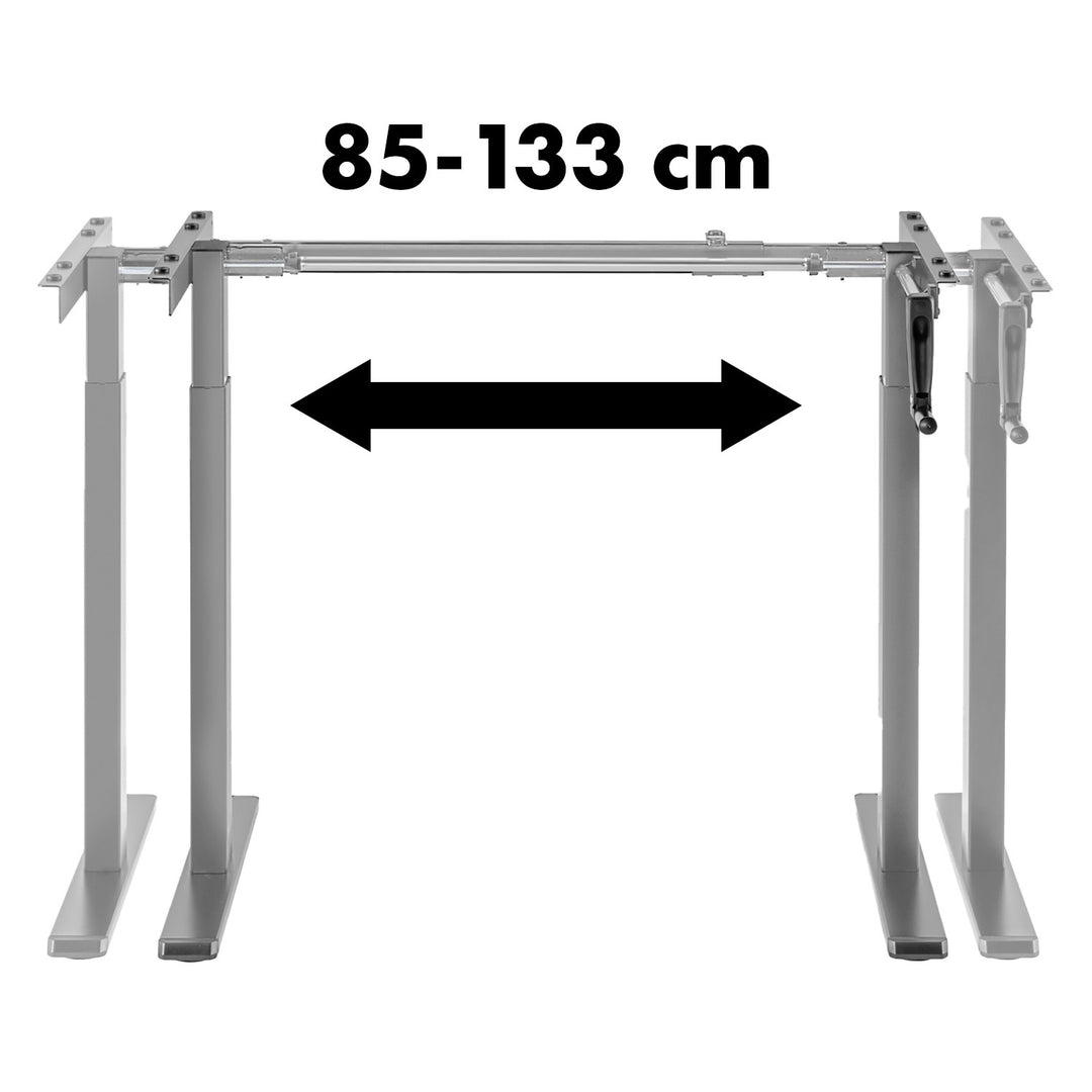 Maclean skrivbord, manuell höjdjustering, utan skiva, för stående och sittande, max 60kg, maxhöjd 120cm, MC-790NG